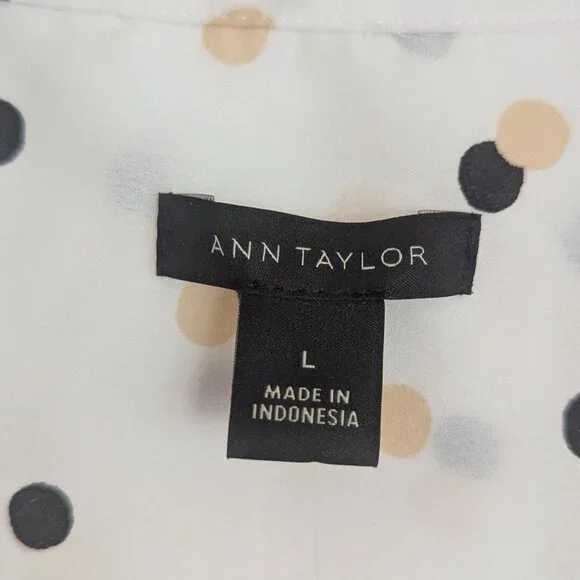 NWT Ann Taylor Classic Shirt Polka Dots Size Large - Picture 2 of 12